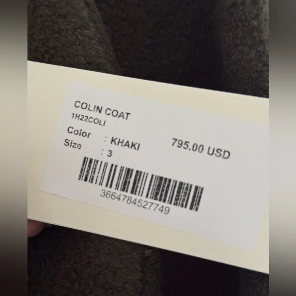 NWT ba&sh khaki “Colin” shawl collar long coat Size Large - Picture 9 of 16